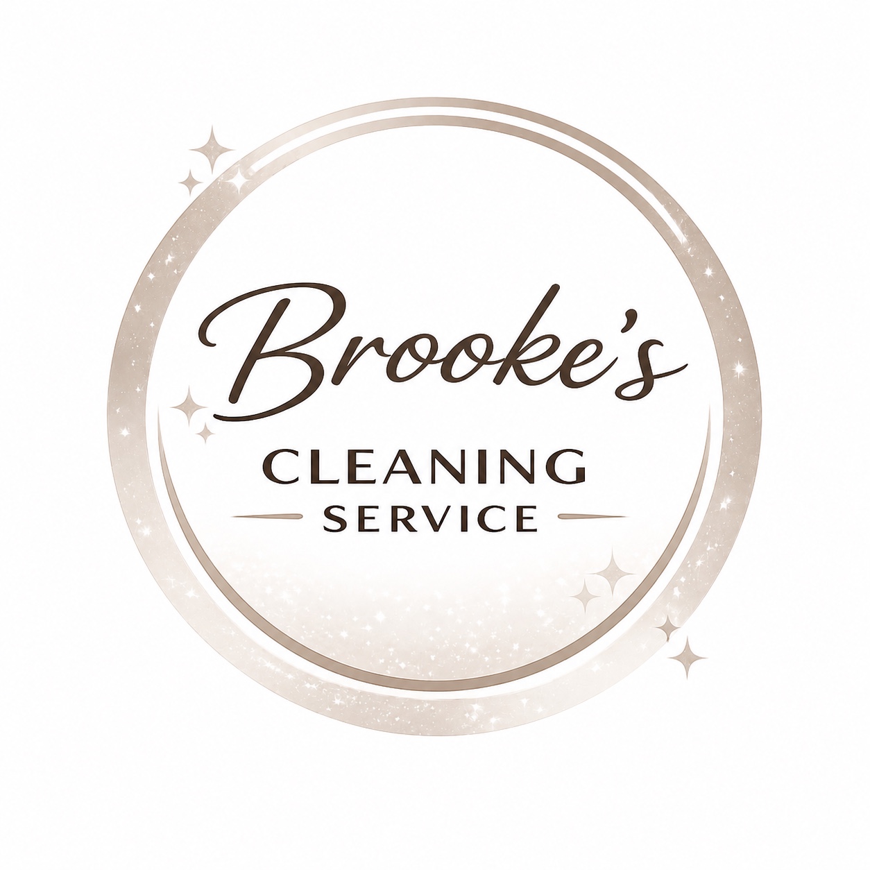 Brooke's Cleaning Service champagne and brown circular logo